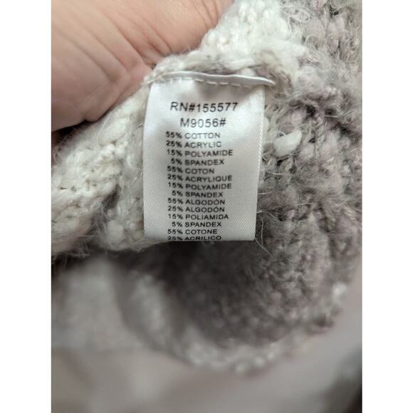 Super soft neutral striped v-neck cotton blend sweater by Miracle USA size M/L - Picture 3 of 6